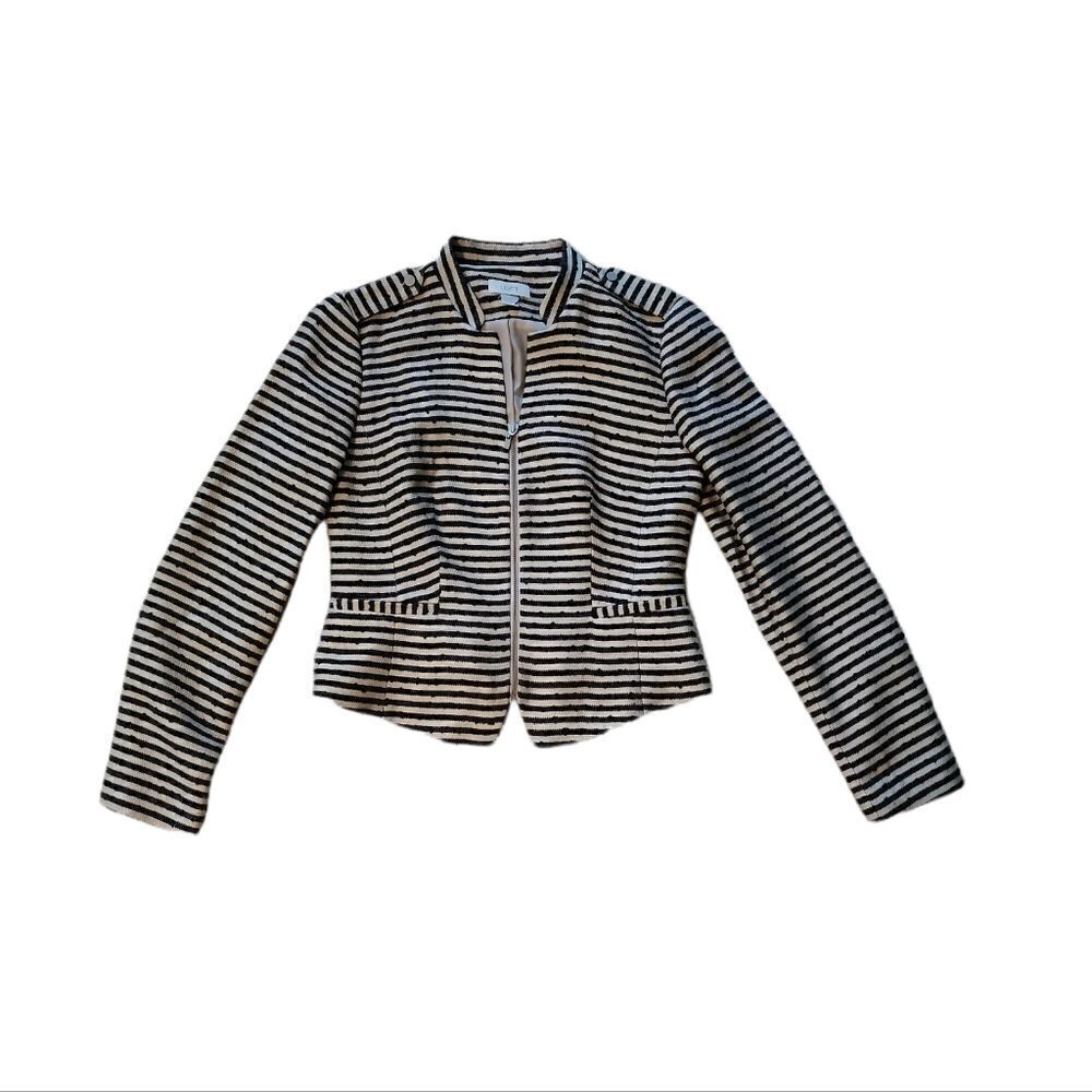 Loft Striped Zipper Jacket Size Small